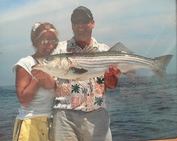 Cindi with her first Striper